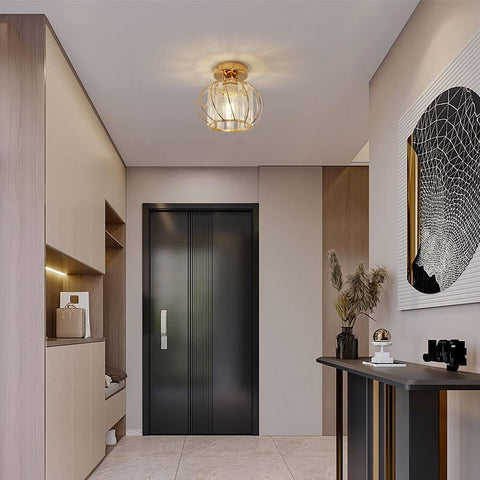 Plafonnier en Cristal Moderne E27 LED Plafonnier Mini Lustre en Cristal 