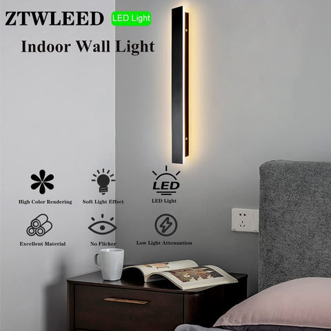 Applique Murale Extérieure LED, Étanche Minimaliste Noire Lampe Murale, Lumière Chaude 3000K, 12W, Protection IP65, Matériau Acrylique et Fer, pour Éclairage Intérieur et Extérieur