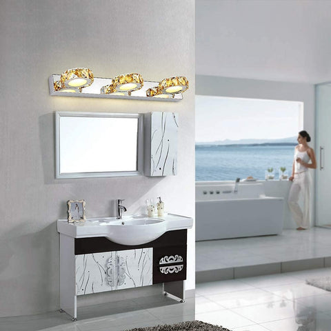 lampes miroir 9W,Lampe de salle de bain en cristal,Lampe frontale de miroir moderne,Lumière blanche 6000k,IP44,pour miroirs de salle de bain coiffeuses armoires