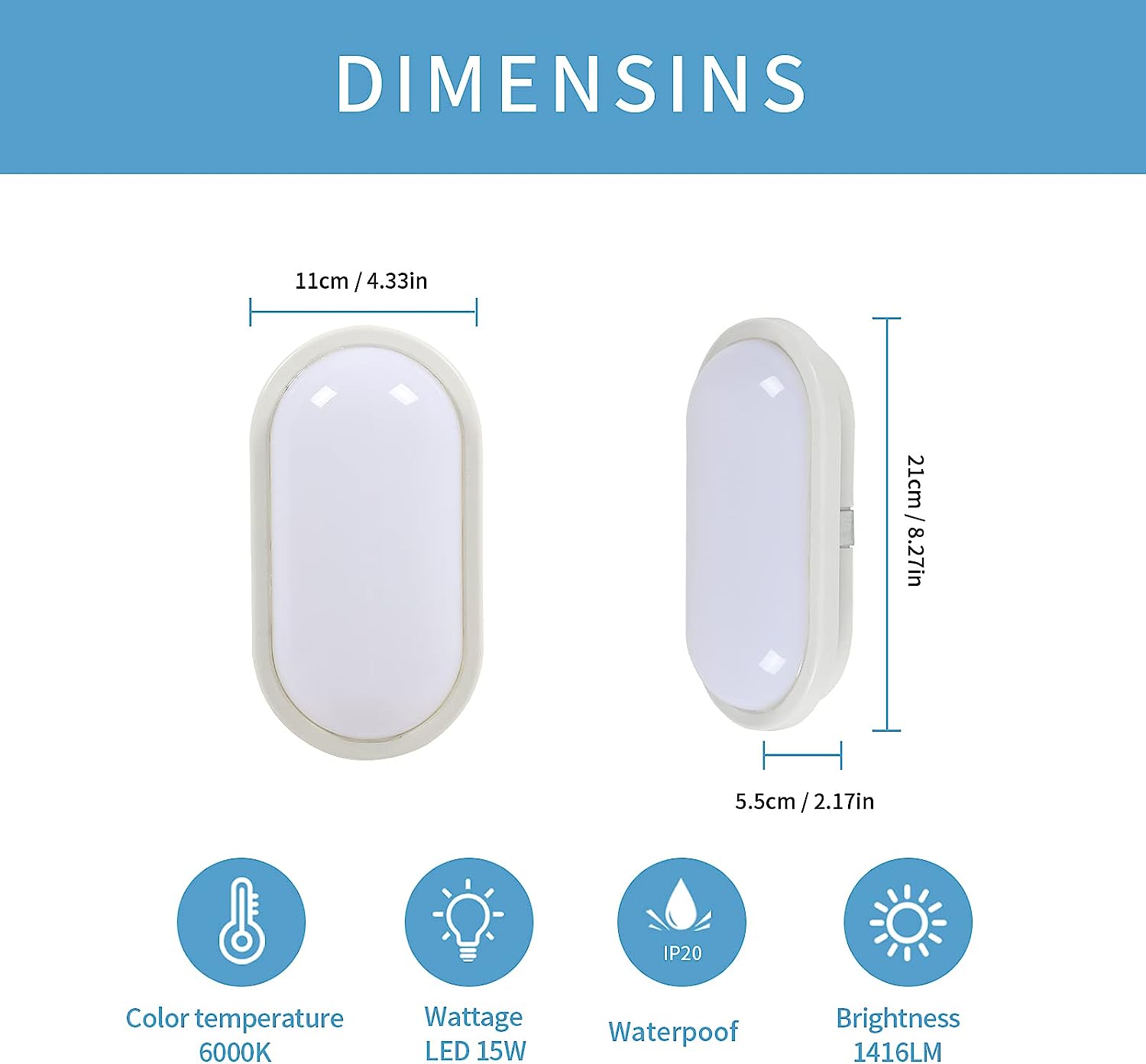 Tableau des dimensions des plafonniers