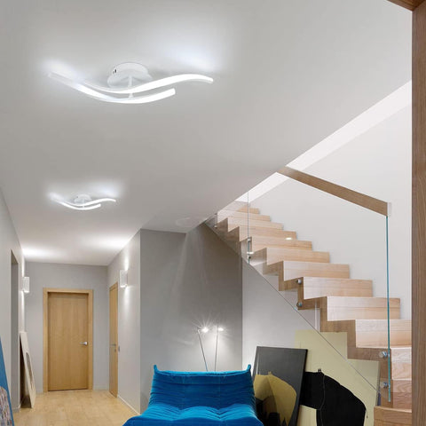 Plafonnier LED Design moderne Blanc Froid 6000K Forme de Vague Lampe de Plafond Pour salon chambre à coucher salle à manger bureau Blanc