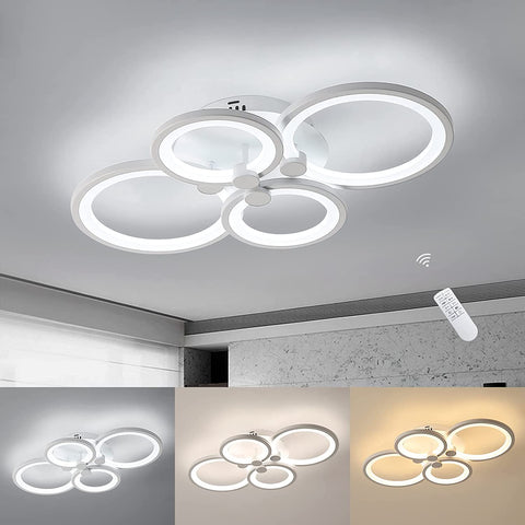 Plafonnier LED Moderne 42W, Dimmable avec Télécommande, 3000-6500K, Lampe de Plafond à Intensité Variable, Luminosité Réglable, Design en Métal et Acrylique pour Salon, Cuisine, Chambre