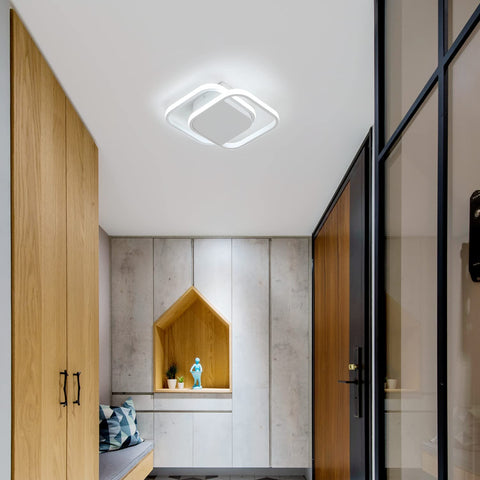 Plafonnier LED Moderne, Lampe de Plafond Led Carré 24W 2200LM, 6000K Blanc Froid Luminaire Plafonnier, Plafonnier en Acrylique, pour Chambre Salon Cuisine Couloir (Blanc)