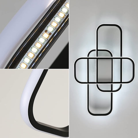 Plafonnier Led Moderne, 44W Lampe de Plafond avec Télécommande, Rectangulaire Luminaire Plafonnier Led luminosité Réglable/Température de Couleur, pour Salon Chambre Couloir Bureau Noir couleur