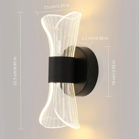 Applique Murale Intérieur LED Dimmable, 12W Moderne Lampe LED Murale Design Créatif, Éclairage Acrylique Luminaire Mural pour Salon Couloir Chambre Escaliers, Noir