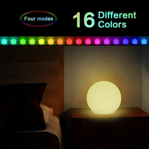 Boule lumineuse Lampe de Bureau LED 15cm, 16 RGB Couleurs Dimmables et 4 Modes, Veilleuse LED Lampe de Chevet avec Télécommande pour chambre, Salon, Chambre d'enfant, Mariage, Batterie Remplaçable