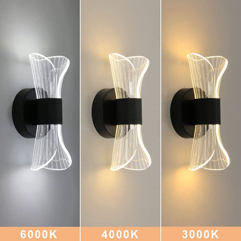 Applique Murale Intérieur LED Dimmable, 12W Moderne Lampe LED Murale Design Créatif, Éclairage Acrylique Luminaire Mural pour Salon Couloir Chambre Escaliers, Noir