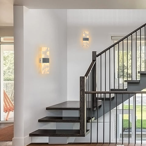 2 Pcs Applique Intérieure12W, 3000K Lumière Blanche Chaude Applique Led Intérieur Plume Acrylique, Eclairage mural moderne Ledpour chambre, salon, couloir, cage d'escalier (Argent)