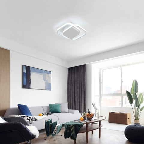 Plafonnier LED Moderne, Lampe de Plafond Led Carré 24W 2200LM, 6000K Blanc Froid Luminaire Plafonnier, Plafonnier en Acrylique, pour Chambre Salon Cuisine Couloir (Blanc)