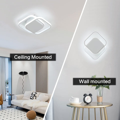 Plafonnier LED Moderne, Lampe de Plafond Led Carré 24W 2200LM, 6000K Blanc Froid Luminaire Plafonnier, Plafonnier en Acrylique, pour Chambre Salon Cuisine Couloir (Blanc)