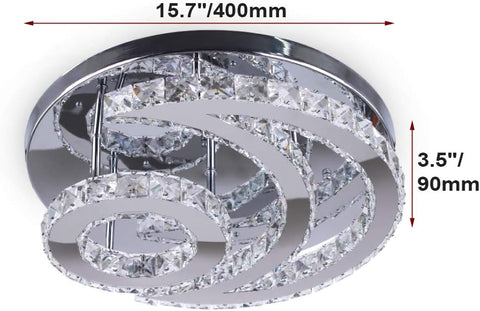 LED Plafonnier en Cristal Moderne Rond Lampe de Plafond Dimmable 3000K/4000K/6000K Pour salon chambre à coucher salle à manger bureau