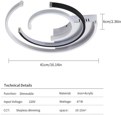 Dimmable Plafonnier LED avec Télécommande 36W Plafonnier LED Moderne 41cm Chambre à Coucher Plafonniers pour Maison Bureau Chambre Salon Cuisine Balcon Couloir, 3000-6000K