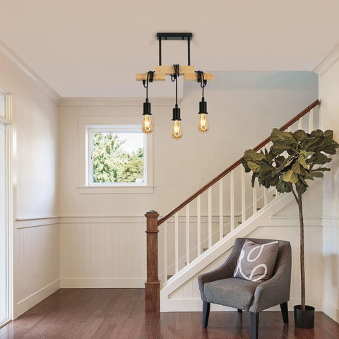 Lustre Vintage Bois Suspension Pour salon chambre à coucher salle