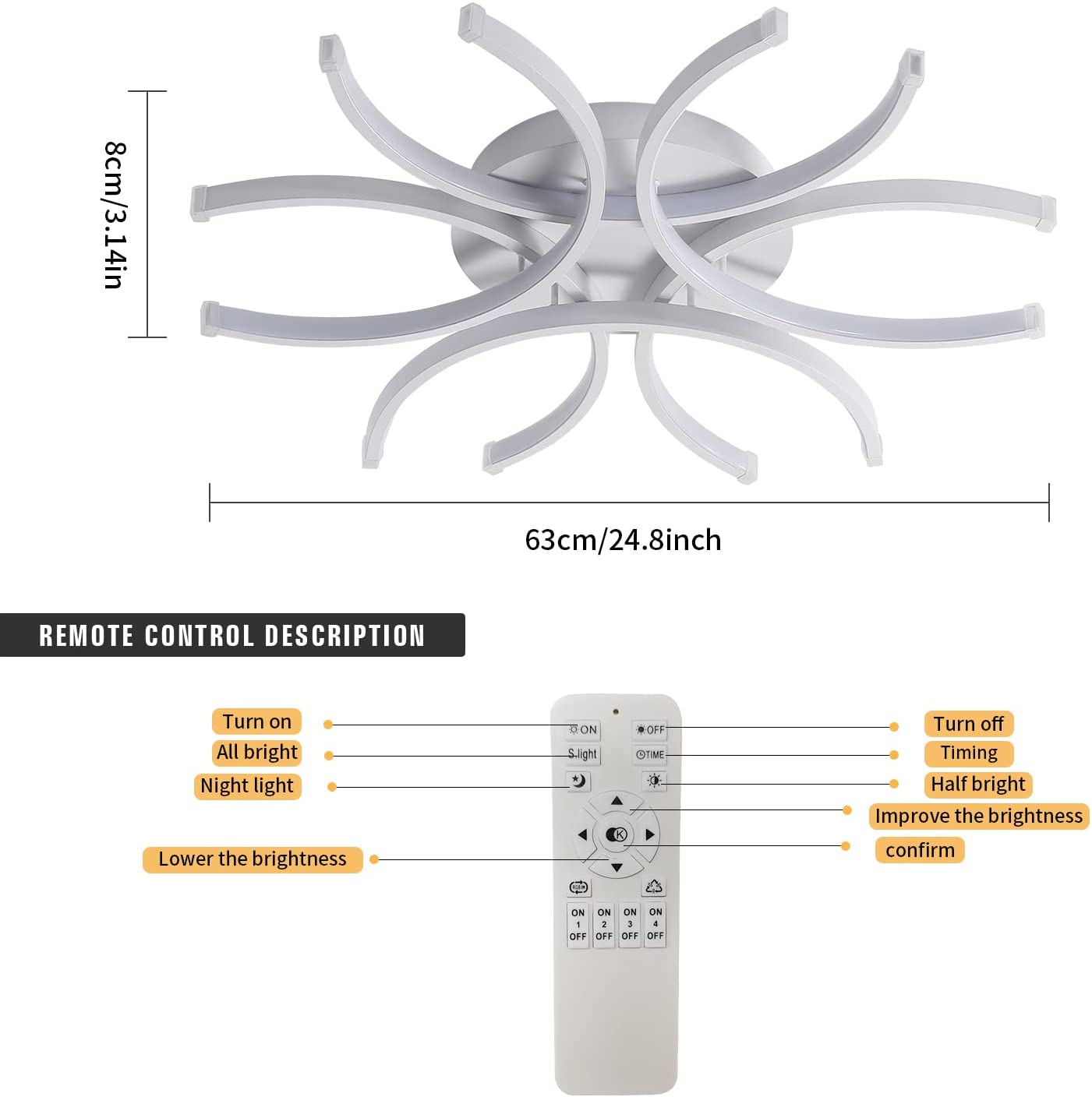 Tableau des dimensions des plafonniers