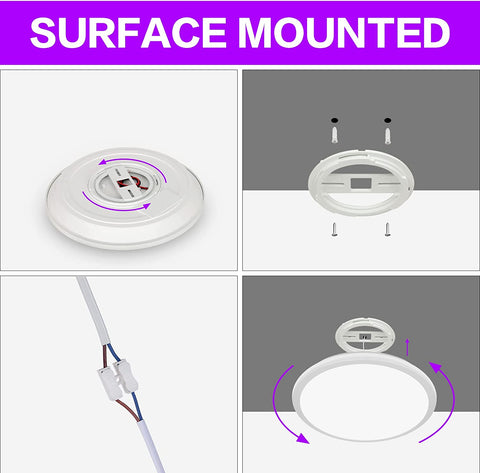 Plafonnier LED Dimmable, Luminaire Plafonnier Salle de bain IP54, 24W 3100LM, 2700-6500K RGB Étanche Lampe de Plafond Moderne avec Télécommande pour Salon, Chambre (Ø28cm)