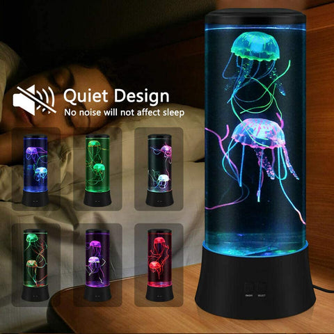 Lampe à lave à LED fantaisie avec méduses - 7 couleurs - Lampe d'ambiance style aquarium