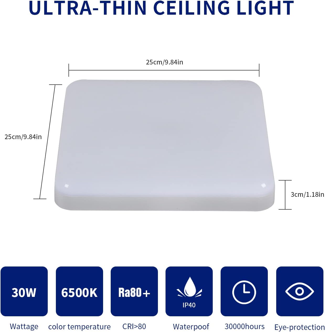 Tableau des dimensions des plafonniers