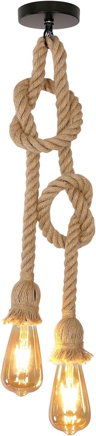 Suspension Industriel et Vintage 2 douilles Lustre E27 Base Pour salon chambre à coucher salle à manger bureau Bar Café (Ampoule non incluse)