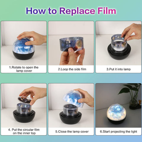 Veilleuse Projecteur Étoile, Projecteur Galaxie Ciel Étoiles, Rotation à 360 Lampe de Projection Ciel Étoilé et 6 Films de Projection, pour Cadeaux D'anniversaire, Noël, Halloween, Fête des Enfants