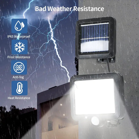 Lampe Solaire Extérieur, Lumière solaire avec Detecteur de Mouvement, Lampe de Sécurité avec Câble de 5M Étanche IP65, 160 LED 3 Modes, pour Cabanon Garage Jardin Balcon