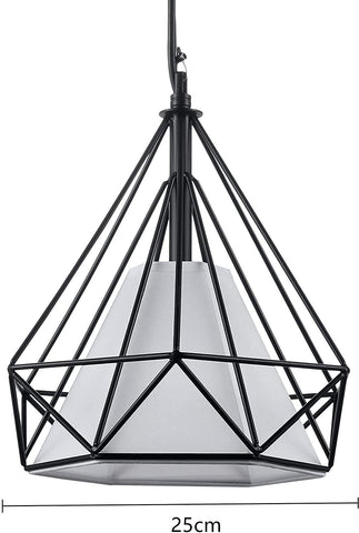 Industriel Suspension Luminaire,Lustre Industriel Vintage en Forme de Diamant,Lampe de Plafond en Métal pour Restaurant Salon, Noir