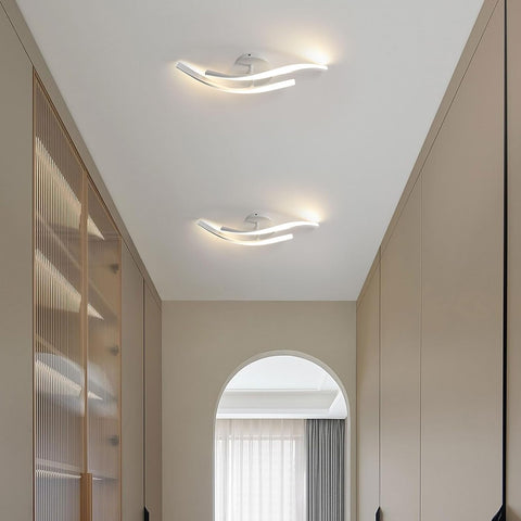 Plafonnier LED 18W Design moderne Blanc Chaud 3000K Forme de ligne Lampe de Plafond