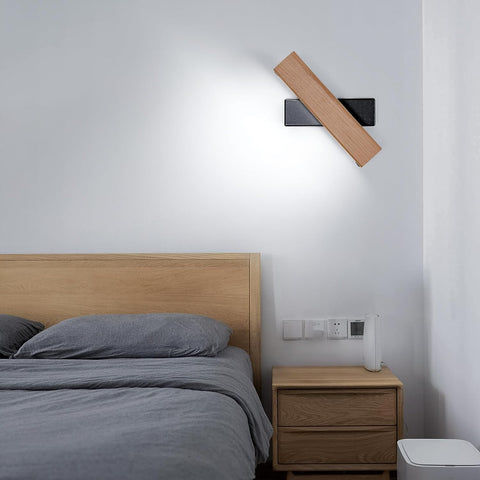 Applique Murale LED Bois Rotative Moderne Rectangle Lampe murale Blanc Froid 6000K 4.5W Pour chambre à coucher, salon, couloir, entrée