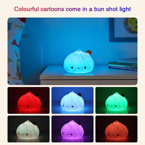 Veilleuse pour Enfants, 7 Couleurs Lumière LED Veilleuse Enfant Led Rechargeable Avec de USB, Veilleuse en Silicone Doux au Toucher, Portable Jolie Veilleuse pour Bébé, Garçons et Filles Cadeau