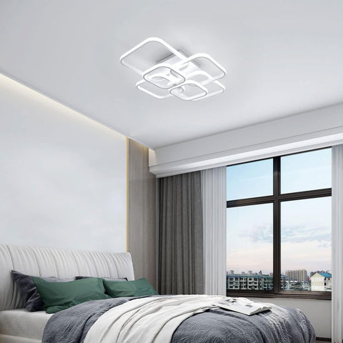 Plafonnier LED 72W Design moderne Cercle Carré Lampe de Plafond Blanc Froid 6000K Pour salon chambre à coucher salle à manger bureau Blanc