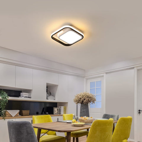 Plafonnier LED Carré, Plafonnier Moderne Blanc 29W, Plafonnier en Métal Acrylique 3000k Adapté à La Aalle de Bain, Cuisine, Salon, Chambre à Coucher