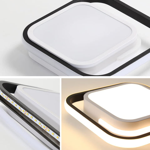 Plafonnier LED Carré, Plafonnier Moderne Blanc 29W, Plafonnier en Métal Acrylique 3000k Adapté à La Aalle de Bain, Cuisine, Salon, Chambre à Coucher