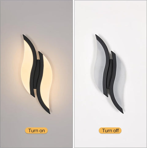 Applique Murale LED Intérieure Moderne, Lampe Murale 12W 1350LM, Éclairage Acrylique 3000K Blanc Chaud, Luminaire Noir pour Salon, Chambre, Escalier