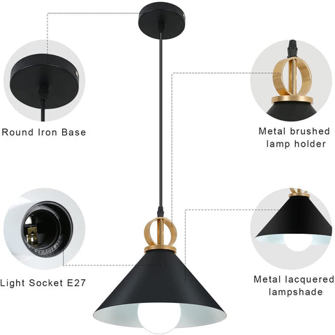 Lustre Industriel, Lampe à Suspension Rétro en Métal Noir E27 Lampe Suspension Industrielle, Lustre LED Moderne Simple Suspension Luminaire Créatif Antique pour Cuisine Salon Chambre