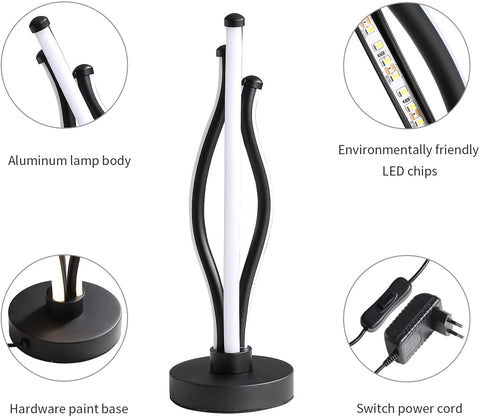 Lampe de bureau à LED, Lampe de Lecture à courbe de lumière chaude avec cordon de raccordement, lampe de chevet moderne pour salon, chambre d'amis, décoration de table de commode