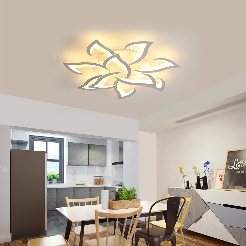 Plafonnier Led Dimmable, Blanc Lampe de Plafond Moderne avec Télécommande