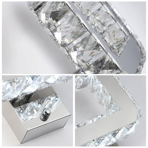 Applique Murale Cristal Intérieur 12W 1080lm Lampe Murale en Cristal LED Moderne Décoration Luminaire Mural pour Chambre à Coucher Salle à Manger Foyer Blanc Froid 6000K