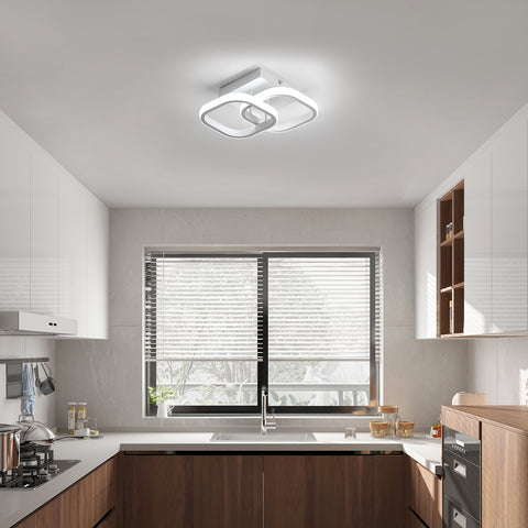 Plafonnier LED, Luminaire Plafonnier 21W  Lustre Blanc Acrylique Eclairage Plafond 3 couleur pour Chambre Salon Couloir Cuisine