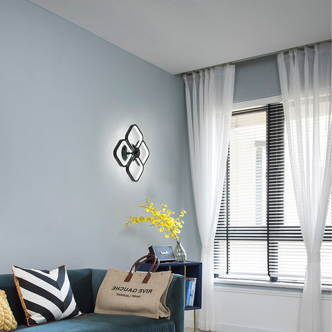 Plafonnier Led, Rectangulaire Moderne Métal Acrylique Lampe de Plafond 32W Lustre Plafonnier, Dia 24CM Plafonnier Bureau pour Chambre à Coucher, Salon, Salle à Manger, Couloir Noir