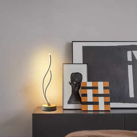 Lampe de table LED Minimaliste acrylique Lampe de table, LED métal Lampe de table design Vague Chambre éclairage tamisé LIGHTING Eye