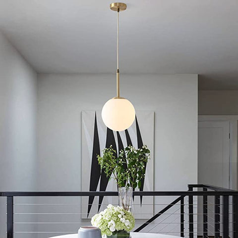 LED Chambre Chevet Lustre Nordique Tête Unique Personnalité Boule De Verre Plafonnier Postmoderne Simple Créatif Pendentif Lumière Maison Salle À Manger Décoration Éclairage Intérieur(ampoule non incluse)