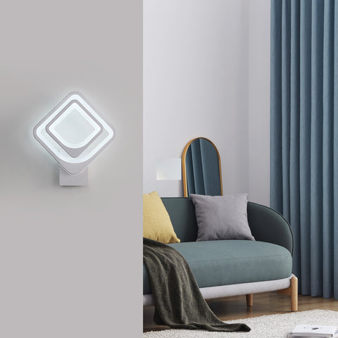 Applique Murale Intérieure 32w, Lampe Murale LED Blanc, Carré Rotatif , pour Escaliers Intérieurs Salon Chambre