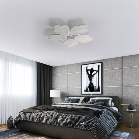Plafonnier LED, Moderne Petal Lampe de Plafond LED, Suspension Luminaire Blanc 60W 5600LM, 6000K Lumière Blanche, Luminaire Plafonnier LED pour Salon Cuisine Chambre Salle à Manger, Ø63cm