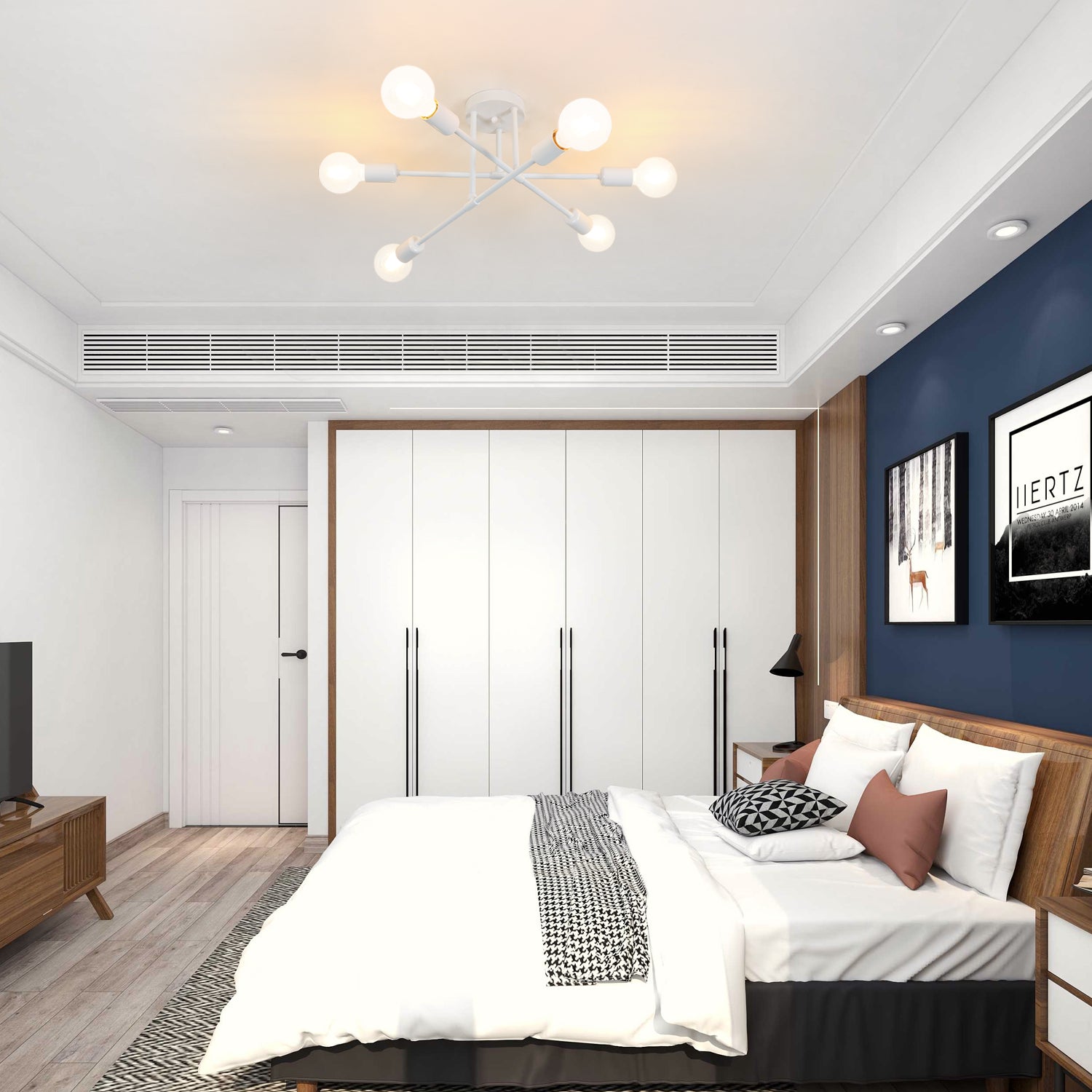 Plafonnier LED Moderne, Rétro Lustre Lampe Suspension Vintage 6 Lumières E27 Base