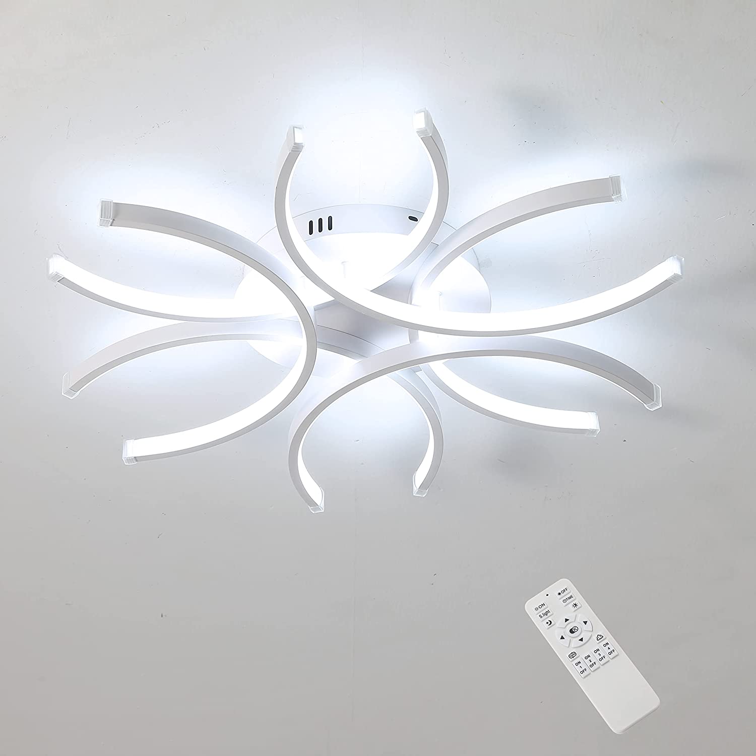LED Plafonnier , 72W 6400LM Dimmable Télécommande Plafonniers, Pétales Courbes Modernes