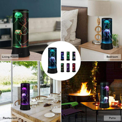 Lampe à lave à LED fantaisie avec méduses - 7 couleurs - Lampe d'ambiance style aquarium