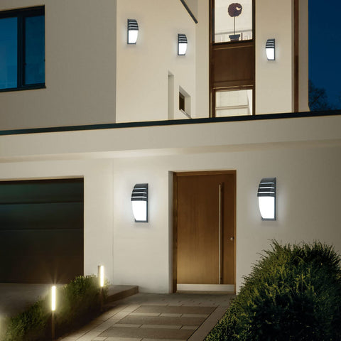 Applique Murale Interieur/Exterieur, Noir 12W 6000K Blanc Froid Appliques Murales LED, IP65 Imperméable Lampe Murale Exterieur