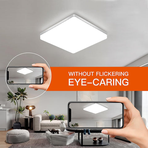 Plafonnier LED Carré, Lampe de Plafond LED, IP44 Plafonnier LED, Luminaire Plafonnier Applicable à Salle De Bain, Salon, Cuisine, Chambre, Couloir, Balcon 48W 6500K （30x30CM）