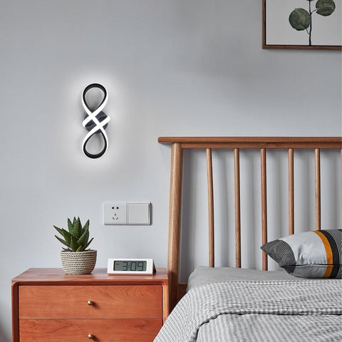 Moderne Plafonnier LED 20W Applique Murale LED  Forme de 8 Lampe murale Blanc Froid 6000K Pour chambre à coucher, salon, couloir, entrée Noir