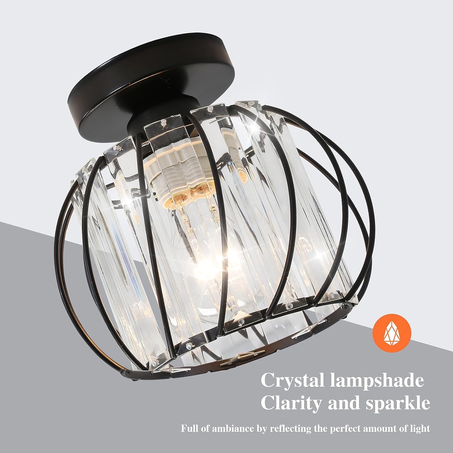 2 pièces Plafonnier en Cristal Moderne E27 Base Cage Lampe de Plafond