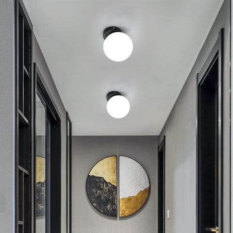 Applique Murale Intérieur Verre Moderne Sphérique Lampe murale E27 Base Pour chambre à coucher, salon, couloir, entrée Noir (Ampoule non incluse)